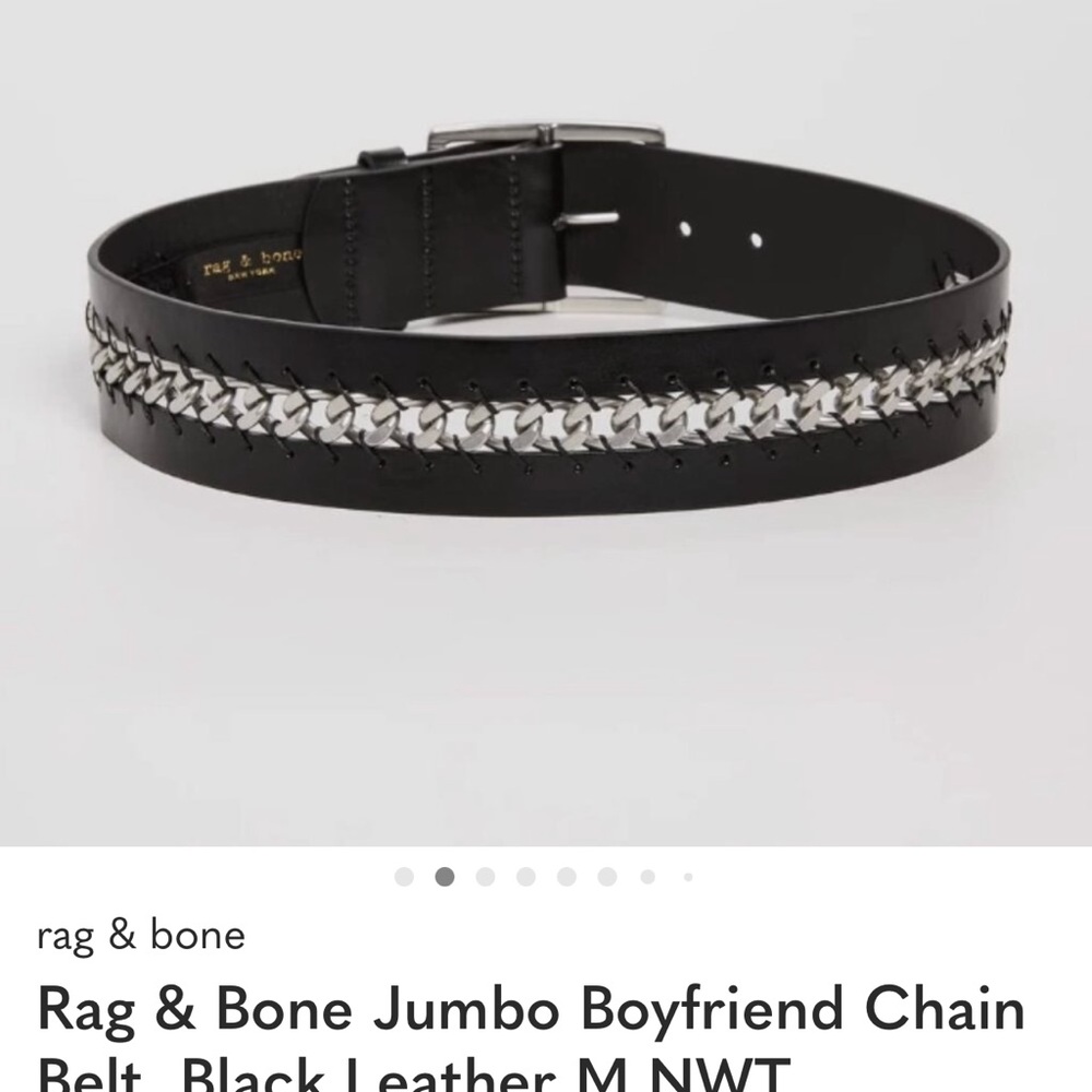 Rag & Bone Jumbo Boyfriend Chain Belt, Black Leather M NWT - Picture 10 of 10